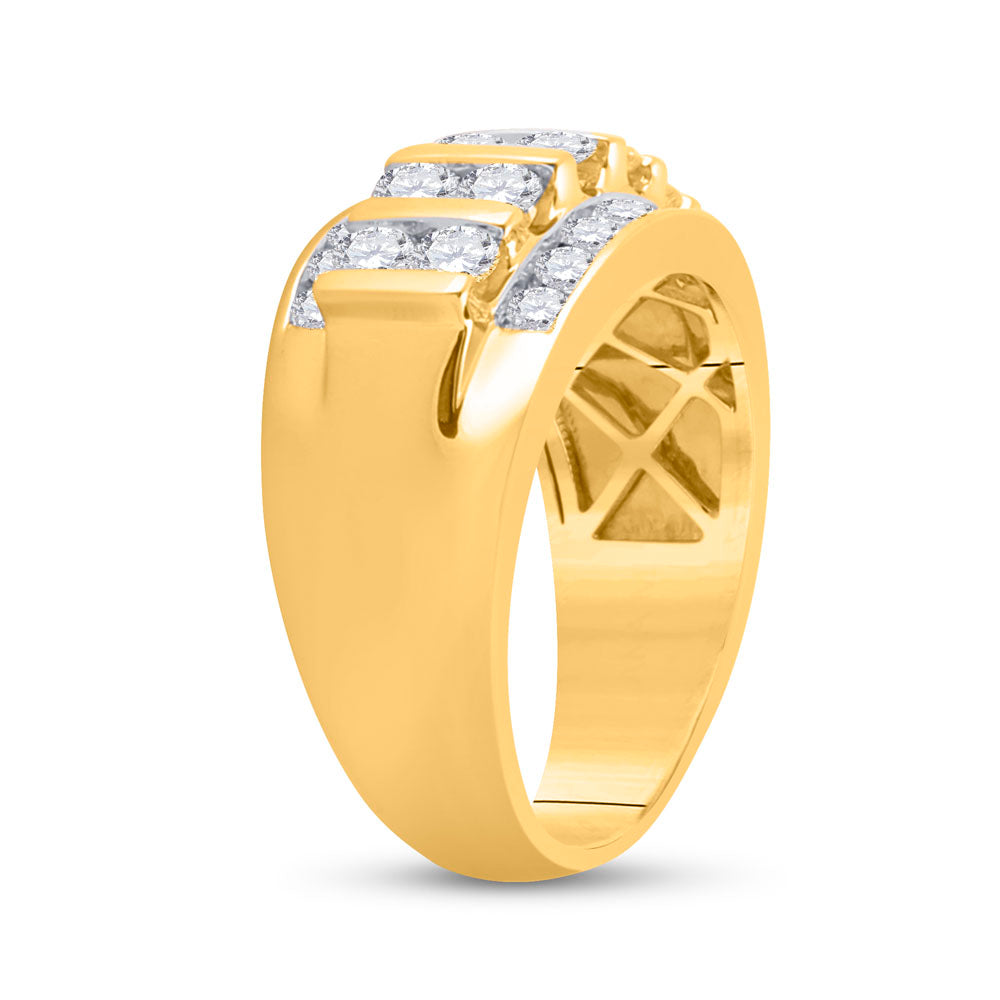 14kt Yellow Gold Mens Round Diamond Wedding Channel Set Band Ring 2.00 Cttw 10 Daisy Joyeria