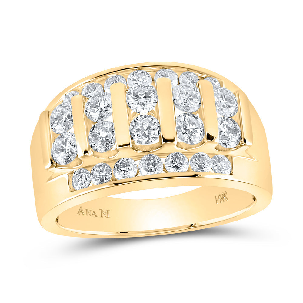 14kt Yellow Gold Mens Round Diamond Wedding Channel Set Band Ring 2.00 Cttw 10 Daisy Joyeria