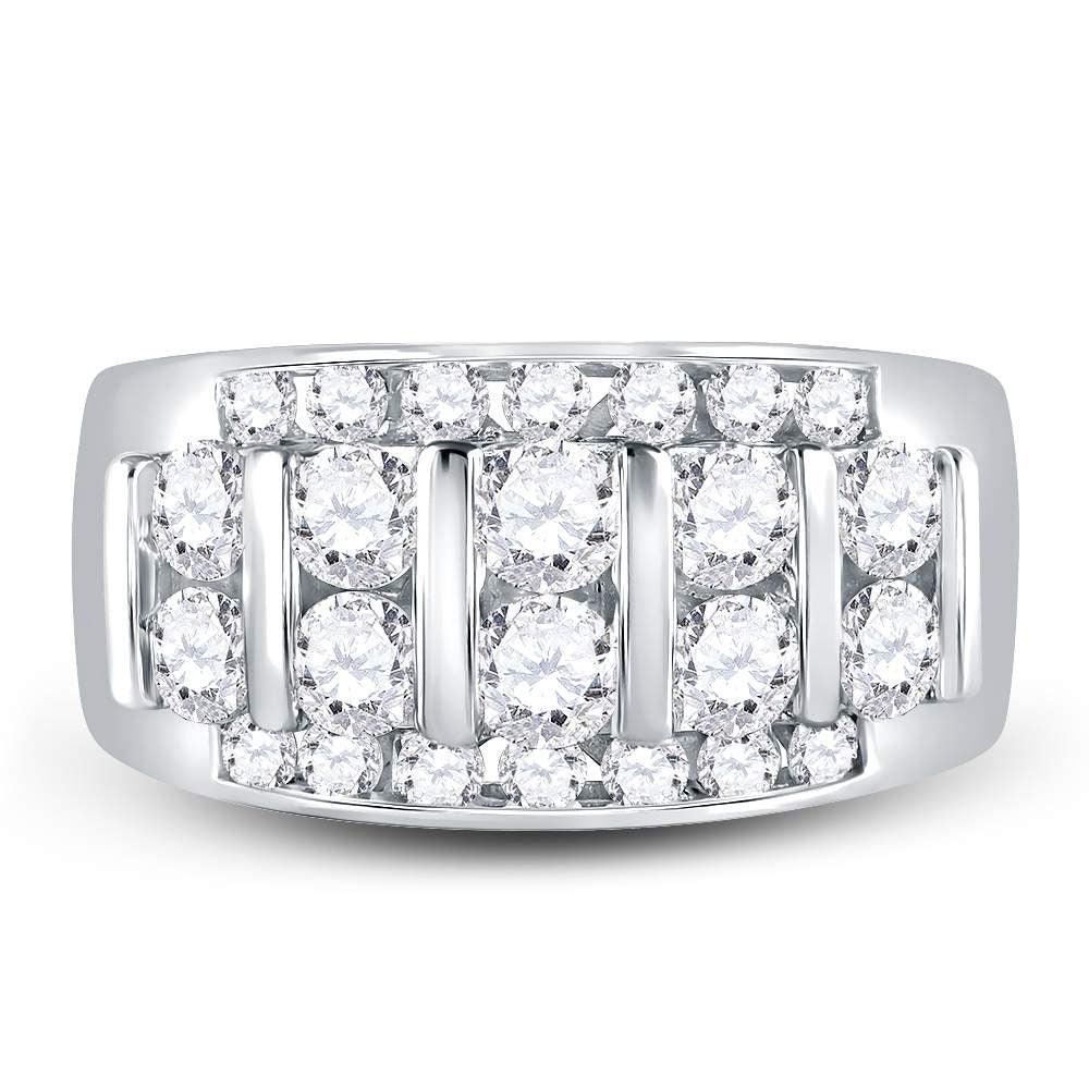 14kt White Gold Mens Round Diamond Wedding Channel Set Band Ring 2.00 Cttw 10 Daisy Joyeria