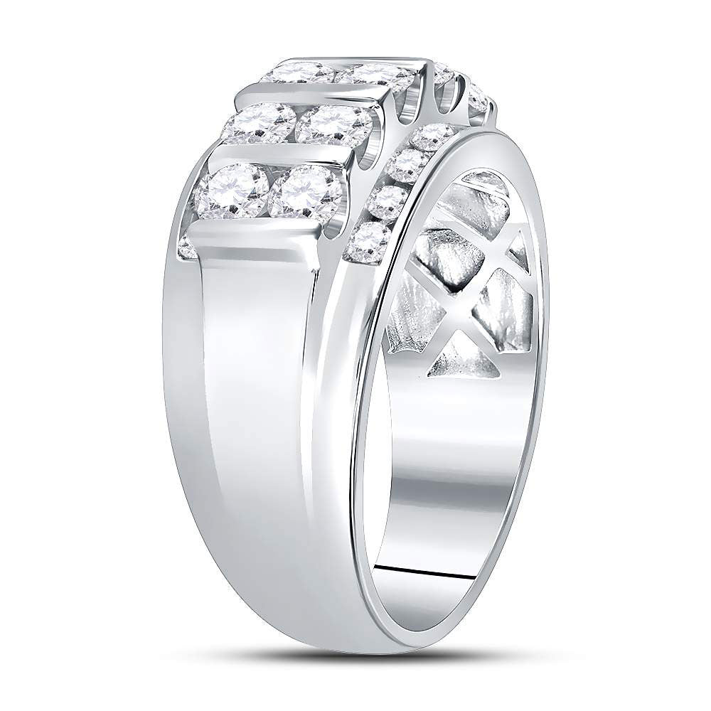 14kt White Gold Mens Round Diamond Wedding Channel Set Band Ring 2.00 Cttw 10 Daisy Joyeria
