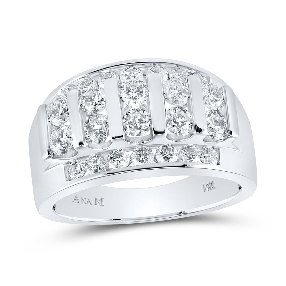 14kt White Gold Mens Round Diamond Wedding Channel Set Band Ring 2.00 Cttw 10 Daisy Joyeria