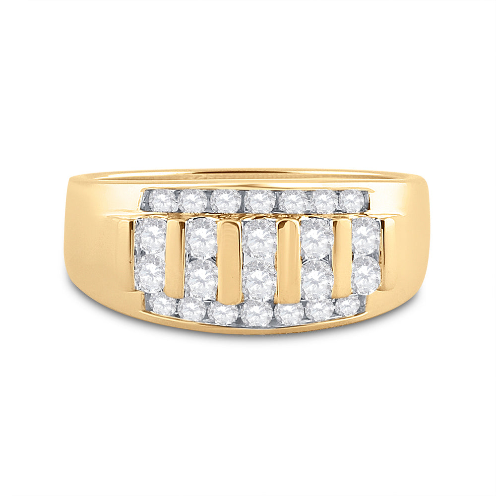 14kt Yellow Gold Mens Round Diamond Wedding Channel Set Band Ring 1.00 Cttw 10 Daisy Joyeria