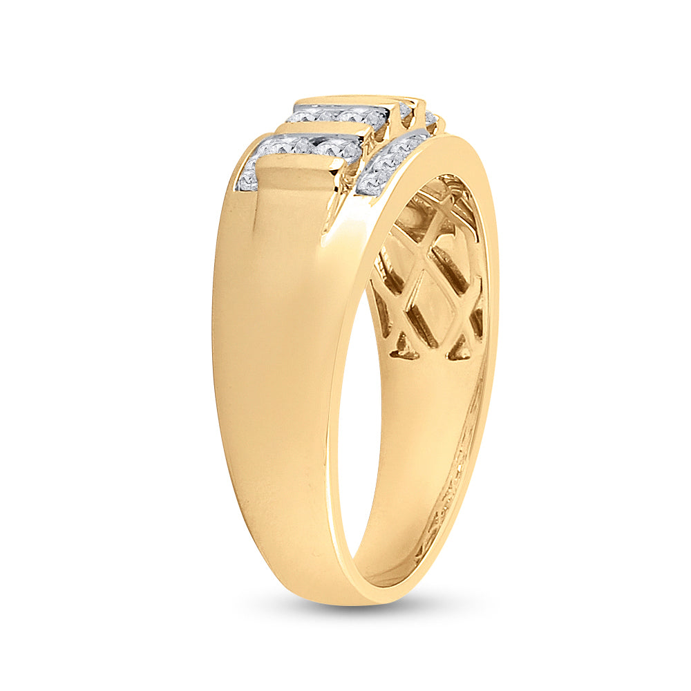 14kt Yellow Gold Mens Round Diamond Wedding Channel Set Band Ring 1.00 Cttw 10 Daisy Joyeria