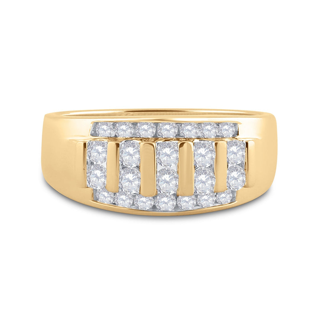 14kt Yellow Gold Mens Round Diamond Wedding Channel Set Band Ring 1.00 Cttw 10 Daisy Joyeria