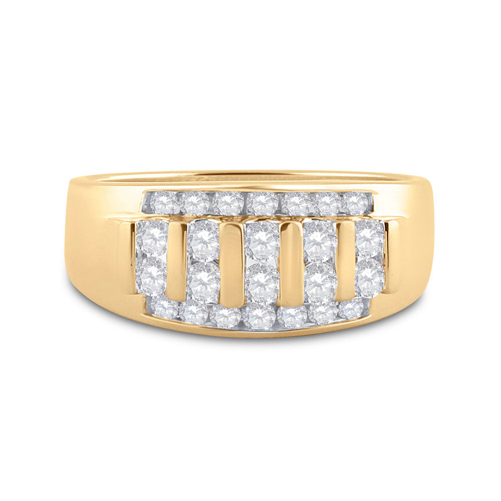 10kt Yellow Gold Mens Round Diamond Wedding Channel Set Band Ring 1.00 Cttw 10 Daisy Joyeria