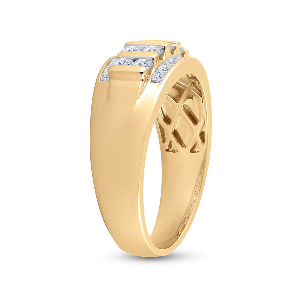 10kt Yellow Gold Mens Round Diamond Wedding Channel Set Band Ring 1.00 Cttw 10 Daisy Joyeria