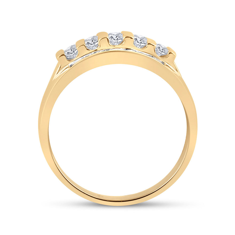 10kt Yellow Gold Mens Round Diamond Wedding Channel Set Band Ring 1.00 Cttw 10 Daisy Joyeria