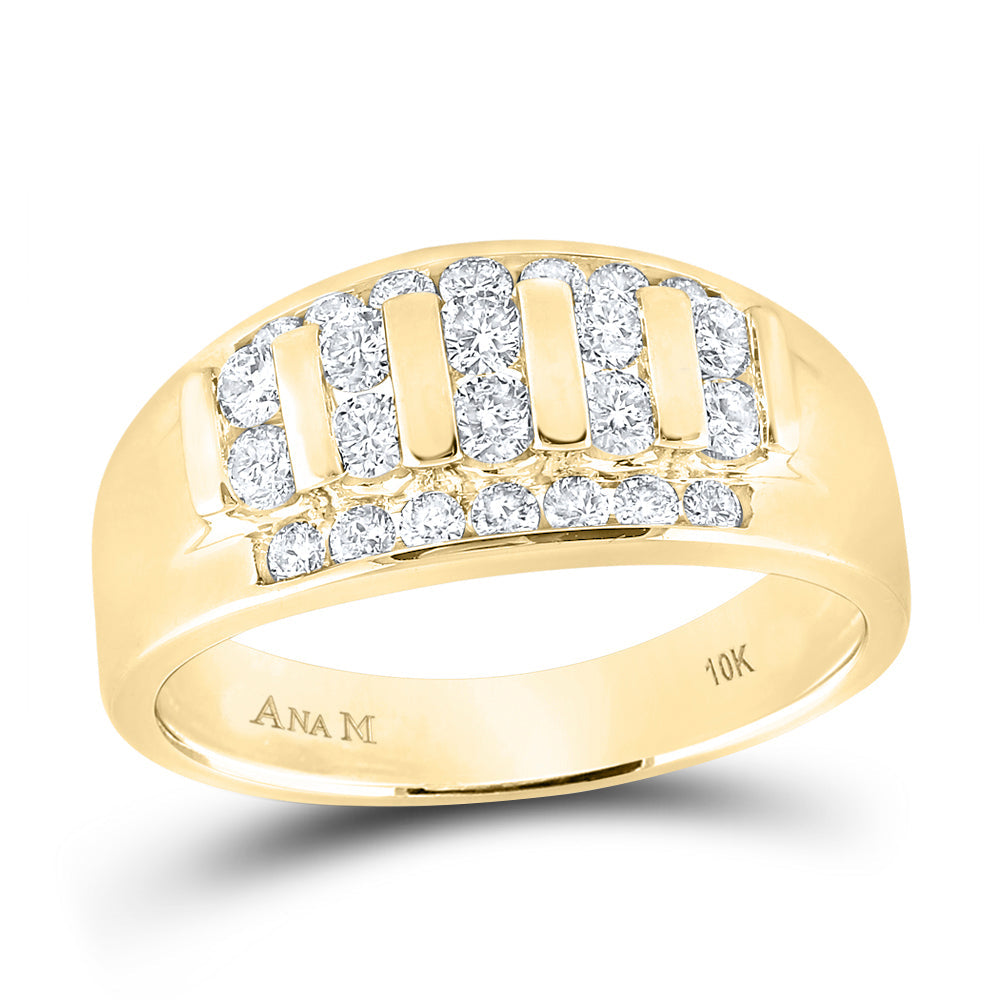 10kt Yellow Gold Mens Round Diamond Wedding Channel Set Band Ring 1.00 Cttw 10 Daisy Joyeria