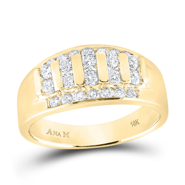 10kt Yellow Gold Mens Round Diamond Wedding Channel Set Band Ring 1.00 Cttw 10 Daisy Joyeria