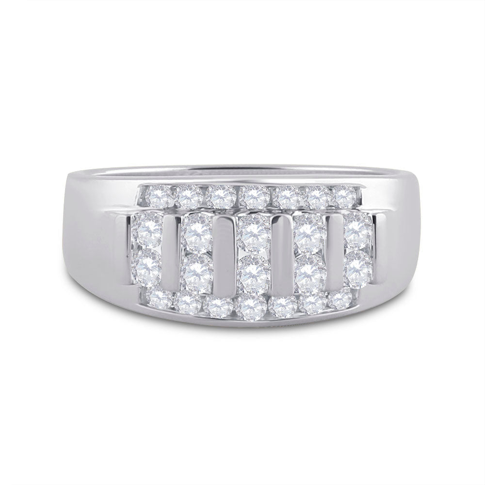 14kt White Gold Mens Round Diamond Wedding Channel Set Band Ring 1.00 Cttw 10 Daisy Joyeria