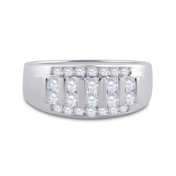 14kt White Gold Mens Round Diamond Wedding Channel Set Band Ring 1.00 Cttw 10 Daisy Joyeria