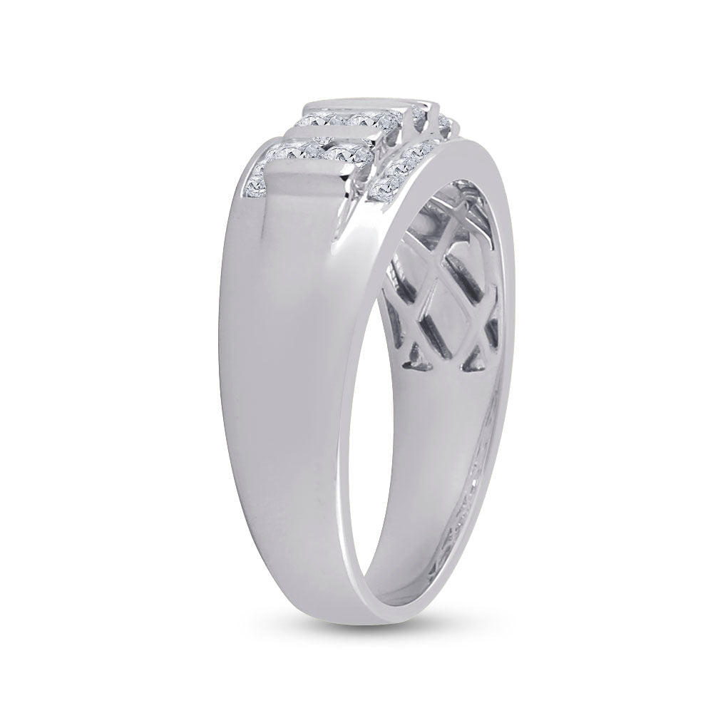 14kt White Gold Mens Round Diamond Wedding Channel Set Band Ring 1.00 Cttw 10 Daisy Joyeria