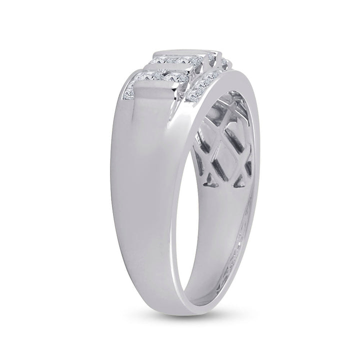 14kt White Gold Mens Round Diamond Wedding Channel Set Band Ring 1.00 Cttw 10 Daisy Joyeria