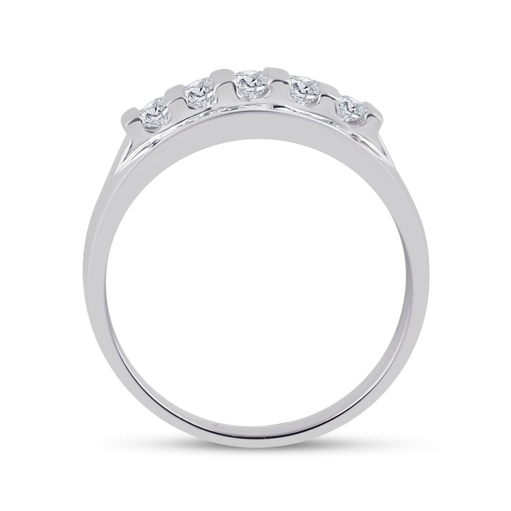 14kt White Gold Mens Round Diamond Wedding Channel Set Band Ring 1.00 Cttw 10 Daisy Joyeria