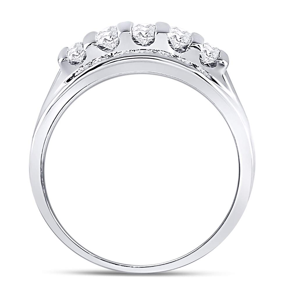 14kt White Gold Mens Round Diamond Wedding Channel Set Band Ring 1.00 Cttw 10 Daisy Joyeria