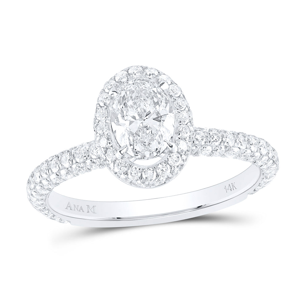14kt White Gold Womens Oval Diamond Solitaire Bridal Wedding Engagement Ring 1-3/4 Cttw 7 Daisy Joyeria