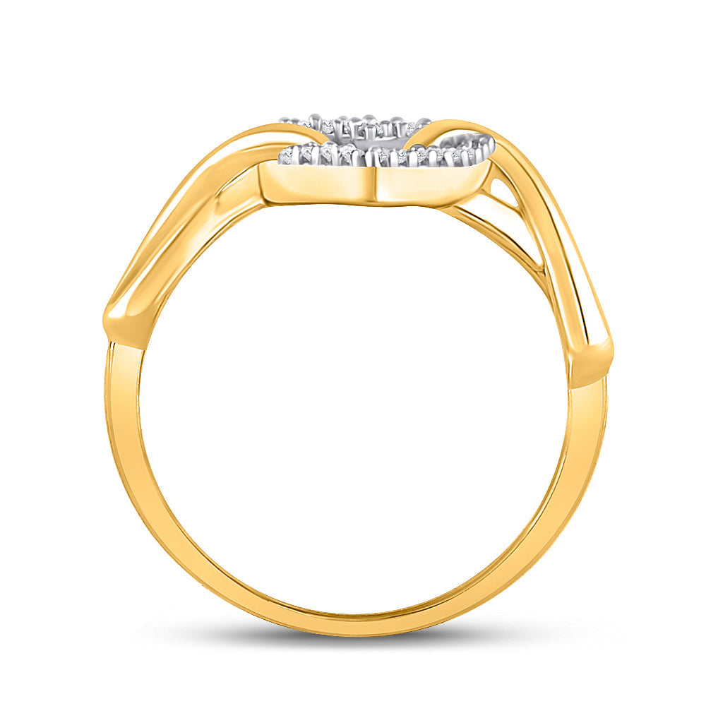 10kt Yellow Gold Womens Round Diamond Infinity Twist Heart Ring 1/10 Cttw 7 Daisy Joyeria