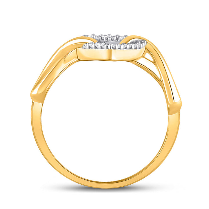 10kt Yellow Gold Womens Round Diamond Infinity Twist Heart Ring 1/10 Cttw 7 Daisy Joyeria