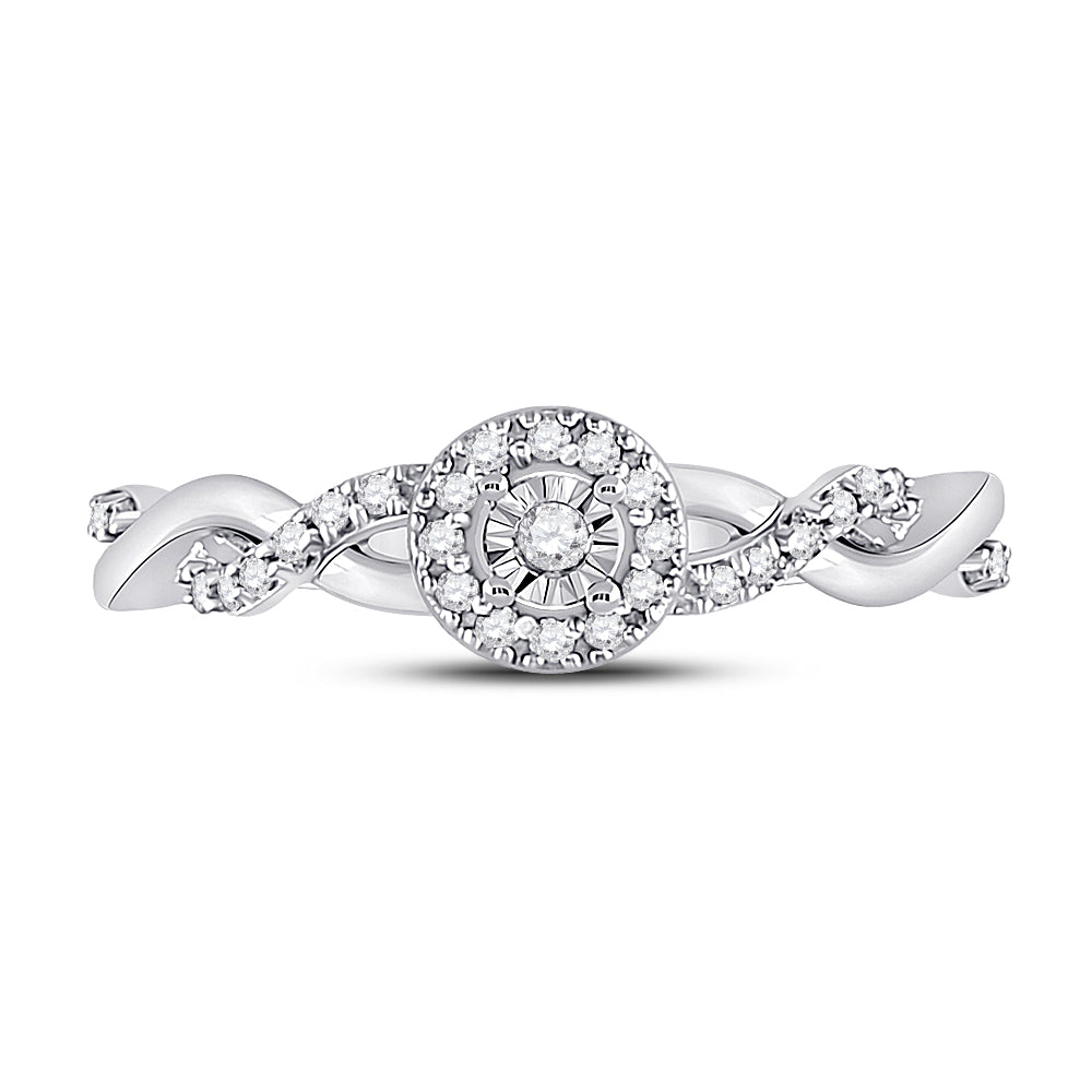 10kt White Gold Womens Round Diamond Solitaire Twist Woven Promise Bridal Ring 1/6 Cttw 7 Daisy Joyeria