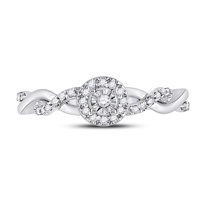 10kt White Gold Womens Round Diamond Solitaire Twist Woven Promise Bridal Ring 1/6 Cttw 7 Daisy Joyeria