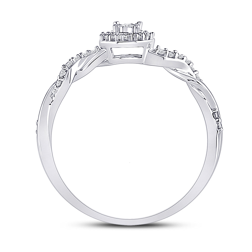 10kt White Gold Womens Round Diamond Solitaire Twist Woven Promise Bridal Ring 1/6 Cttw 7 Daisy Joyeria