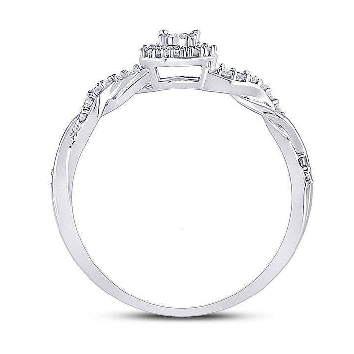 10kt White Gold Womens Round Diamond Solitaire Twist Woven Promise Bridal Ring 1/6 Cttw 7 Daisy Joyeria