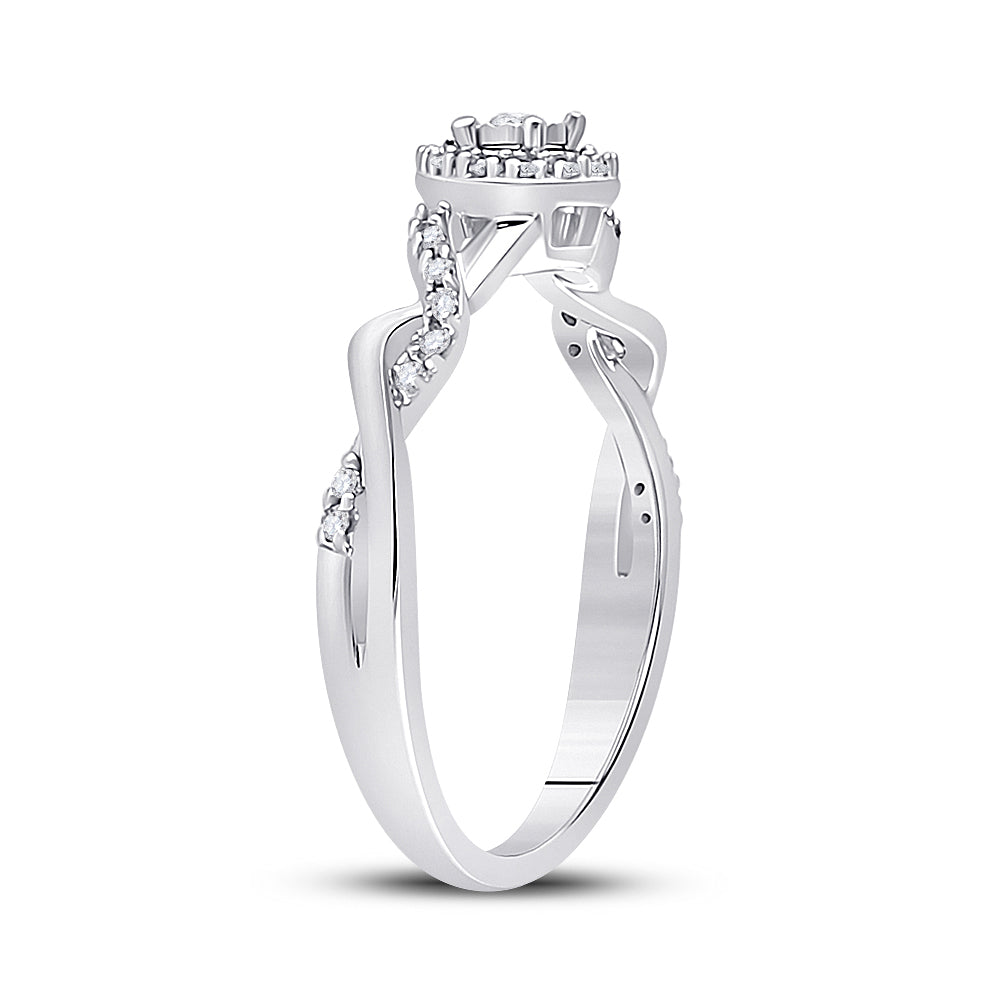 10kt White Gold Womens Round Diamond Solitaire Twist Woven Promise Bridal Ring 1/6 Cttw 7 Daisy Joyeria