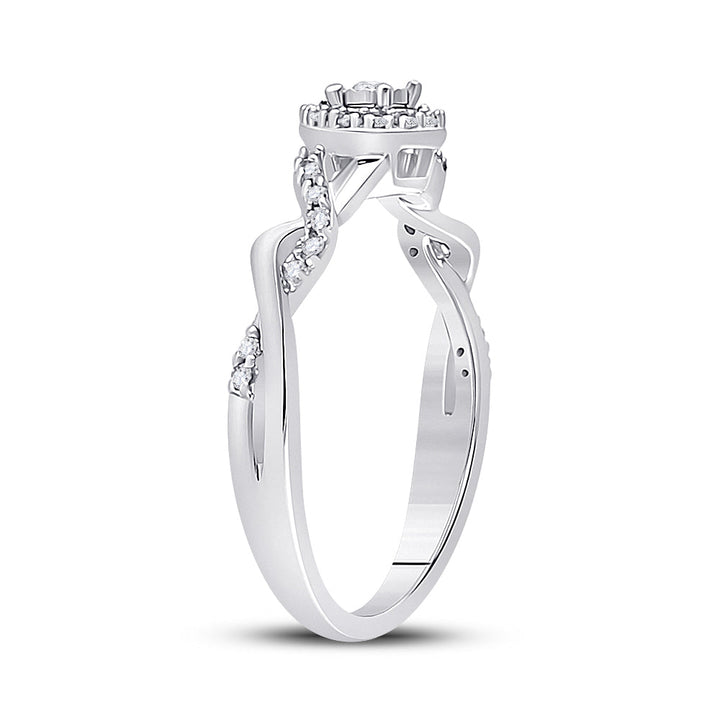 10kt White Gold Womens Round Diamond Solitaire Twist Woven Promise Bridal Ring 1/6 Cttw 7 Daisy Joyeria