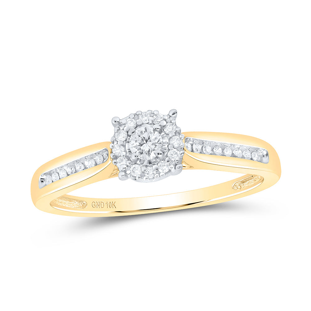 10kt Yellow Gold Womens Round Diamond Solitaire Bridal Wedding Engagement Ring 1/6 Cttw 7 Daisy Joyeria
