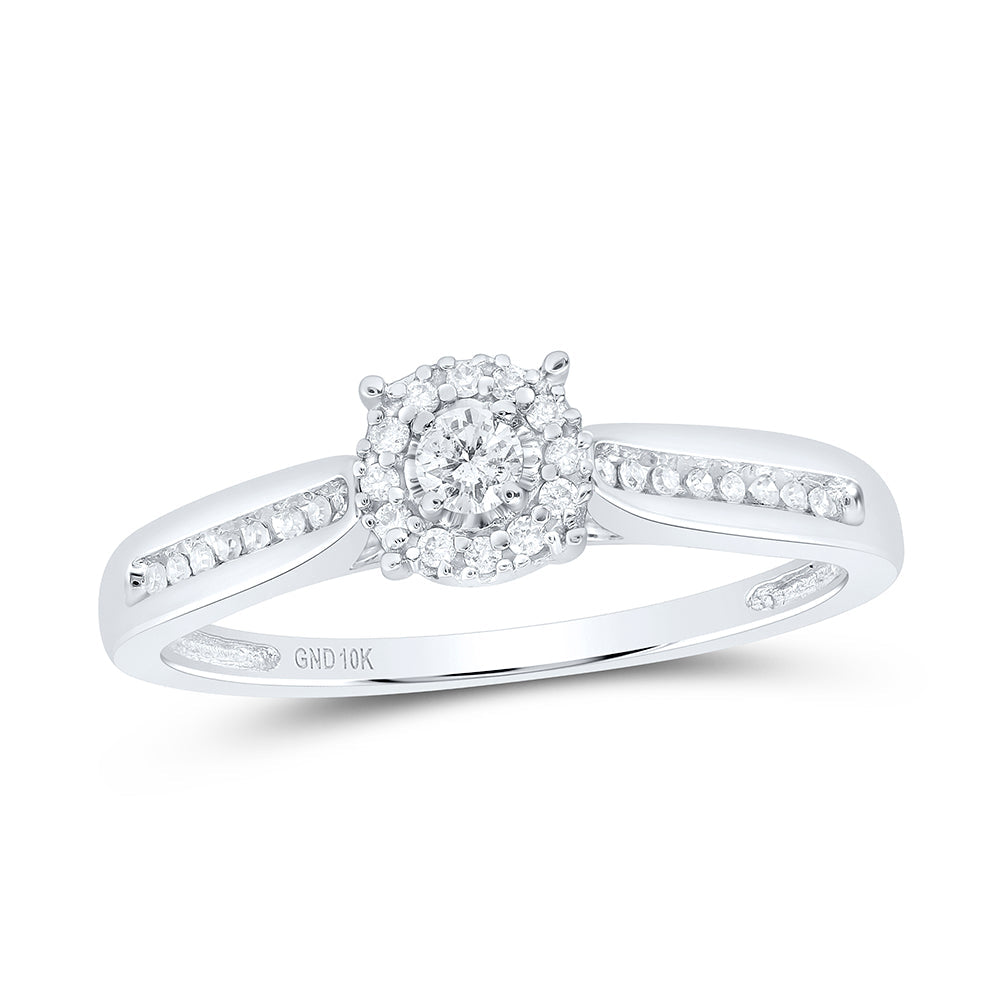 10kt White Gold Womens Round Diamond Solitaire Bridal Wedding Engagement Ring 1/6 Cttw 7 Daisy Joyeria