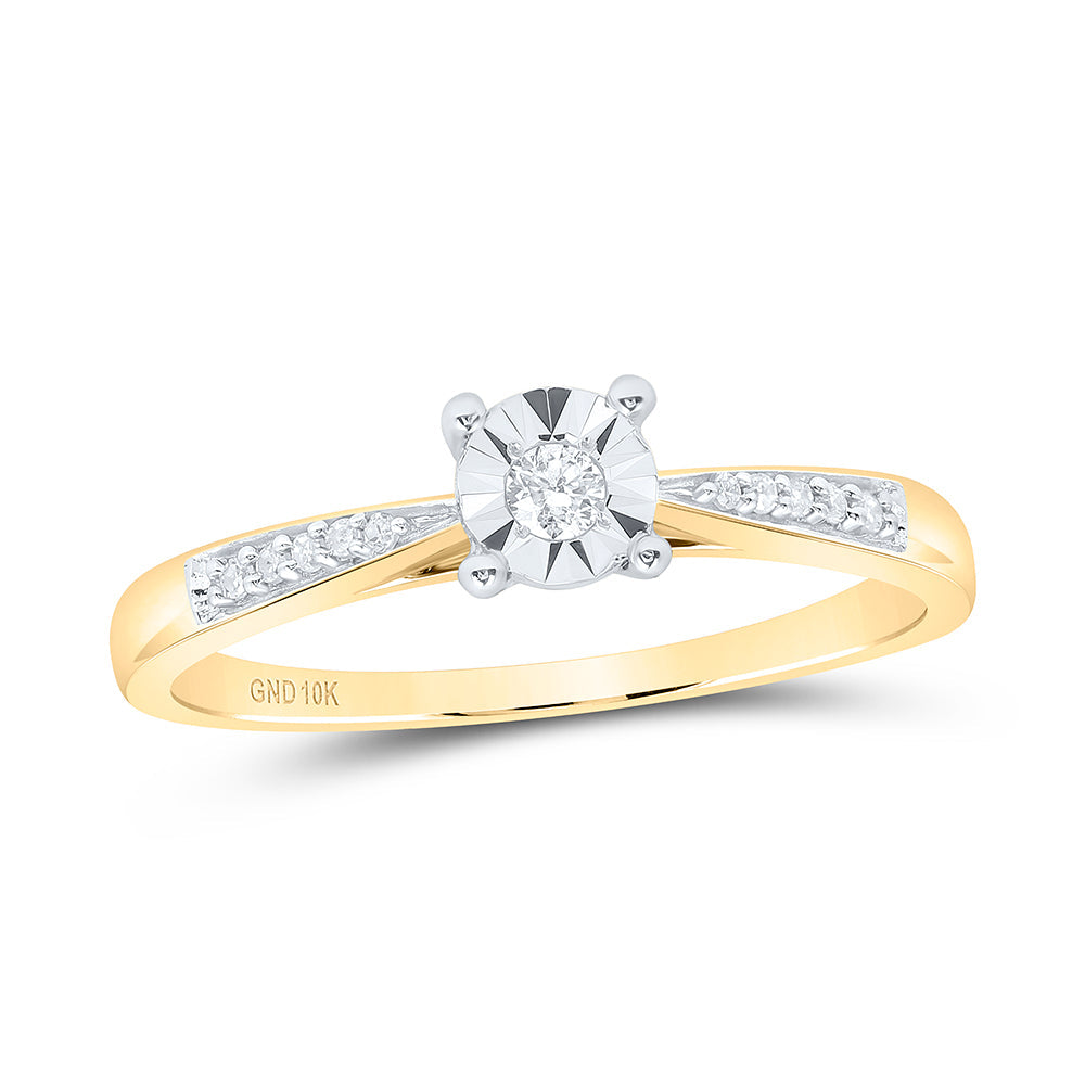 10kt Yellow Gold Womens Round Diamond Solitaire Bridal Wedding Engagement Ring 1/10 Cttw 7 Daisy Joyeria