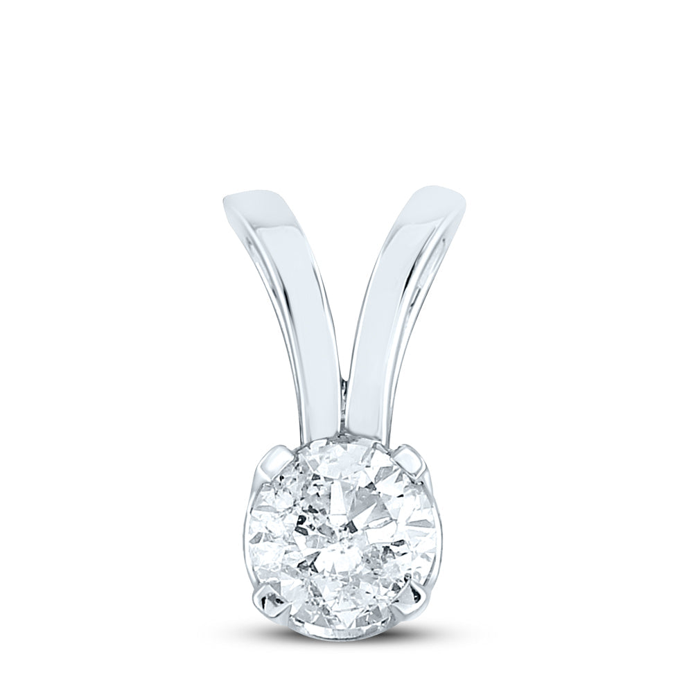 14kt White Gold Womens Round Diamond Solitaire Pendant 1.00 Cttw Daisy Joyeria