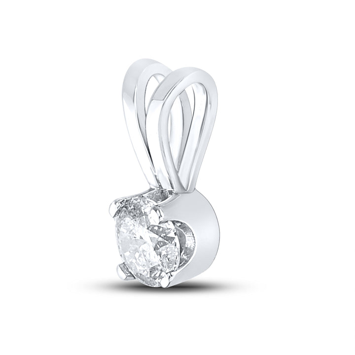 14kt White Gold Womens Round Diamond Solitaire Pendant 1/2 Cttw Daisy Joyeria