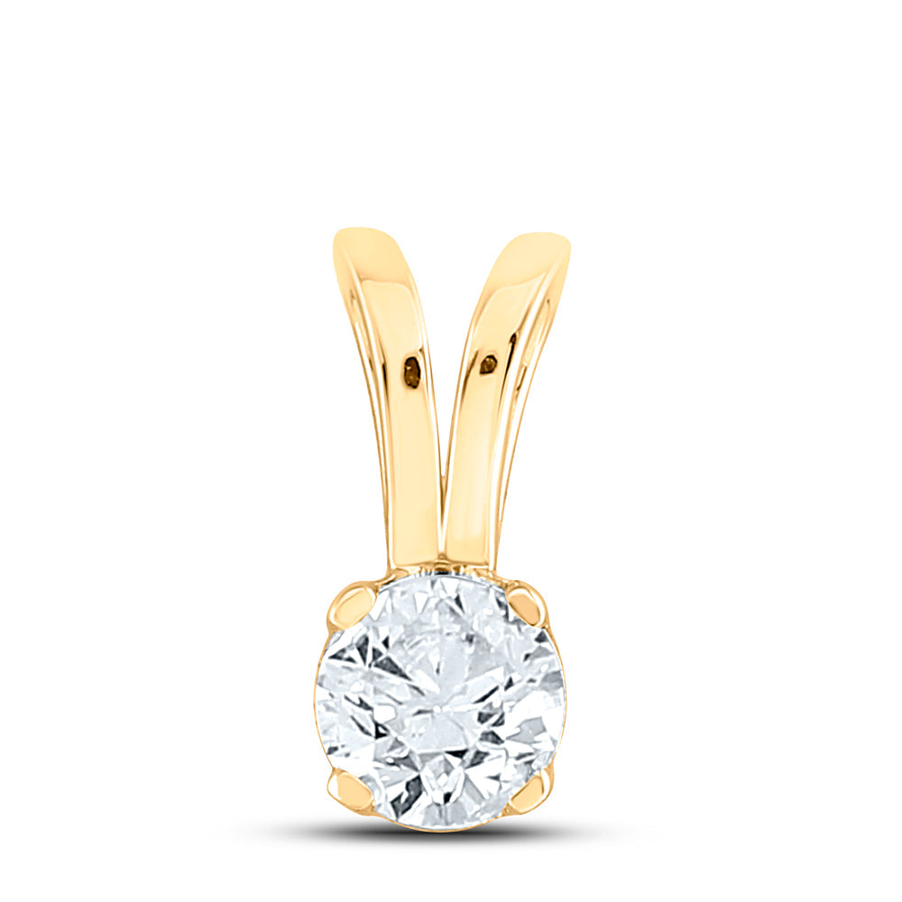 14kt Yellow Gold Womens Round Diamond Solitaire Pendant 1/2 Cttw Daisy Joyeria