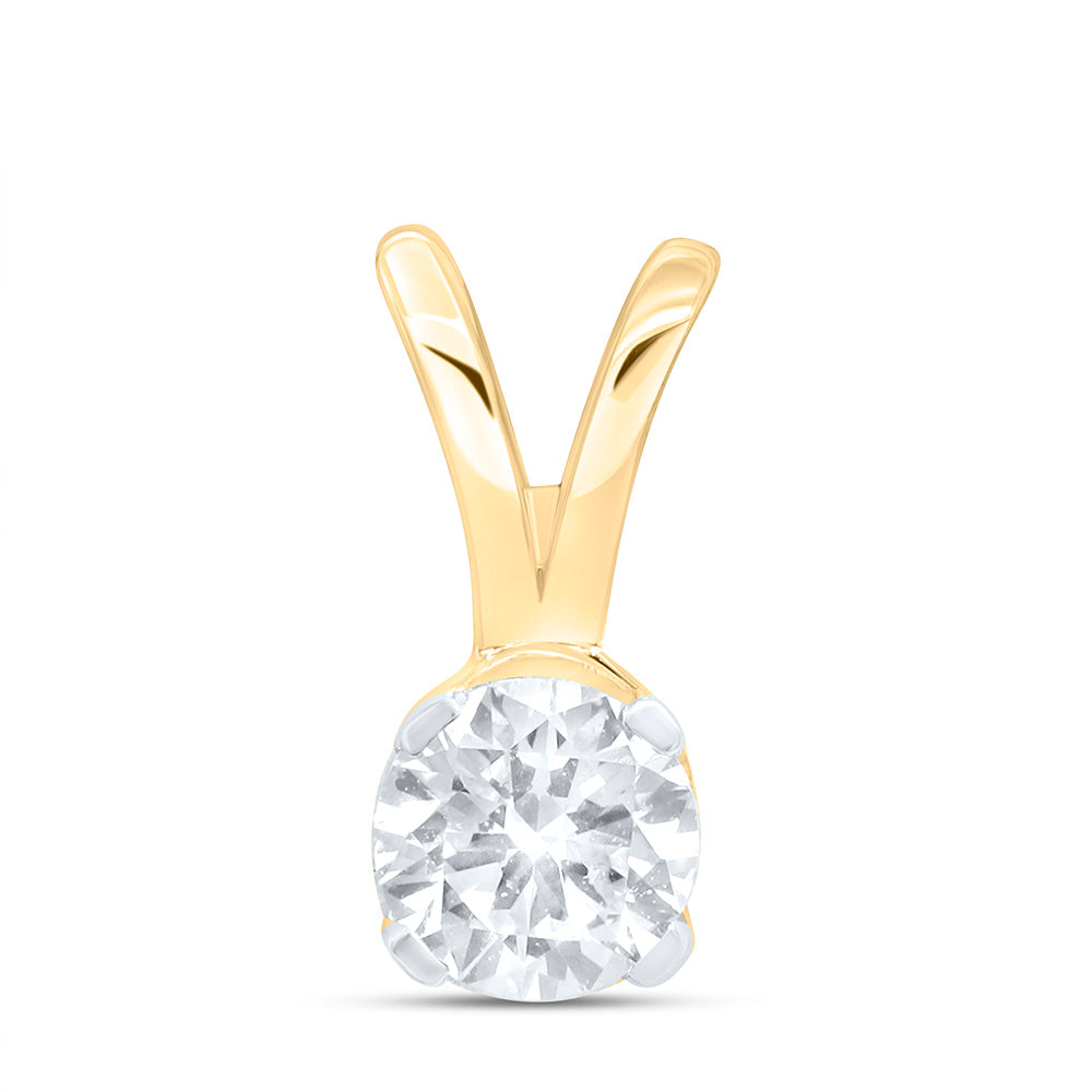 14kt Yellow Gold Womens Round Diamond Solitaire Pendant 1/4 Cttw Daisy Joyeria