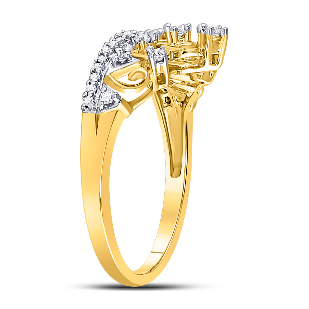 10kt Yellow Gold Womens Round Diamond Tiara Crown Band Ring 1/5 Cttw 7 Daisy Joyeria