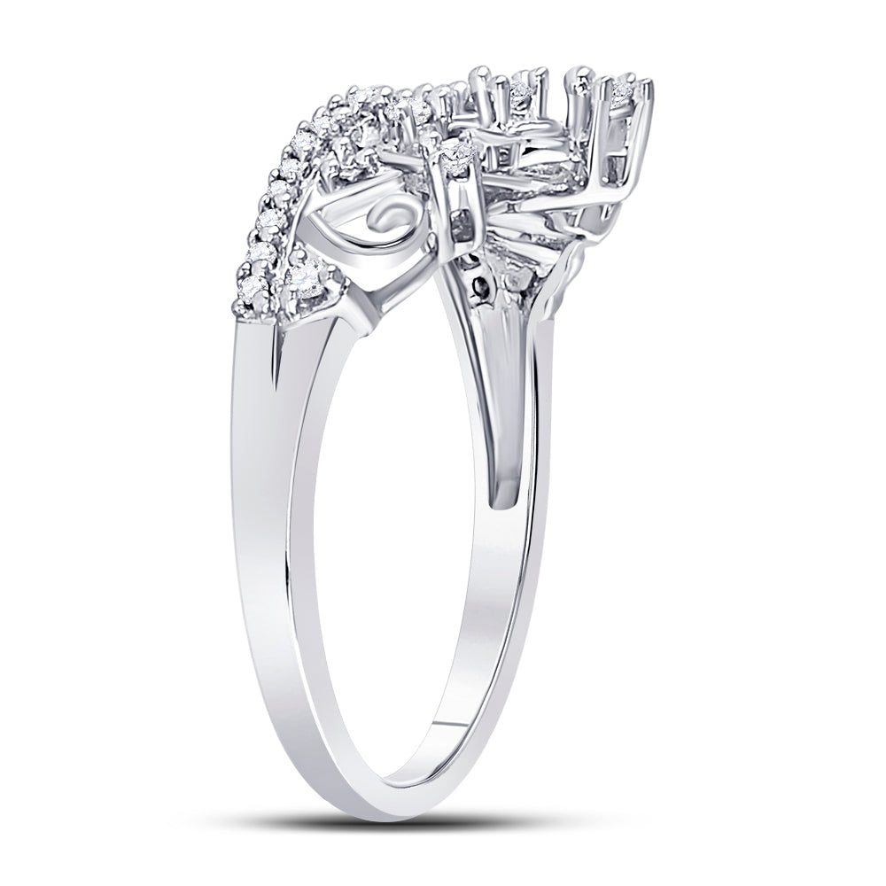 10k White Gold Round Diamond Womens Womens Crown Tiara Cocktail Band 1/5 Cttw 7 Daisy Joyeria