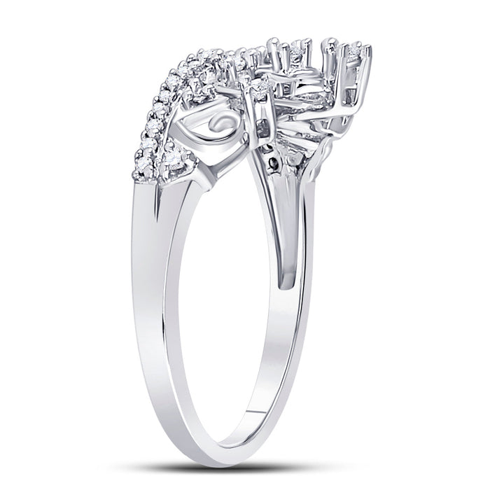 10k White Gold Round Diamond Womens Womens Crown Tiara Cocktail Band 1/5 Cttw 7 Daisy Joyeria