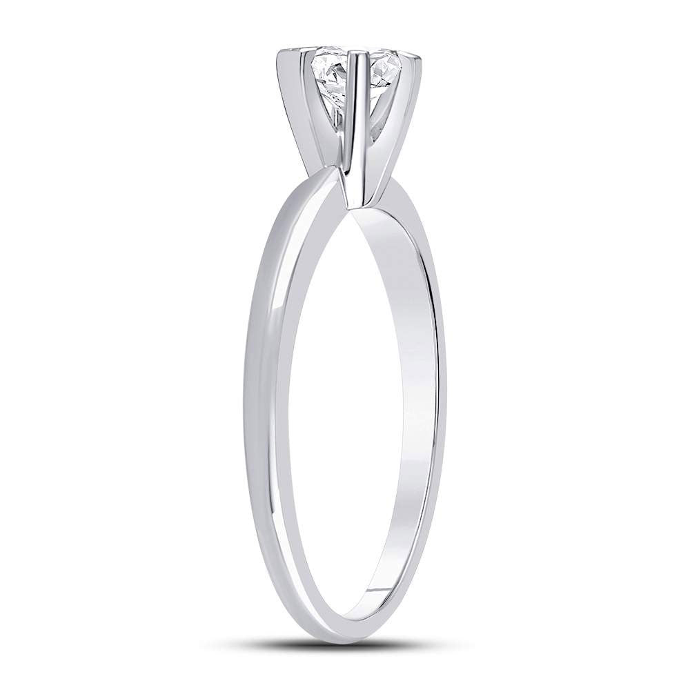 14kt White Gold Womens Round Diamond Solitaire Bridal Wedding Engagement Ring 1/2 Cttw 7 Daisy Joyeria