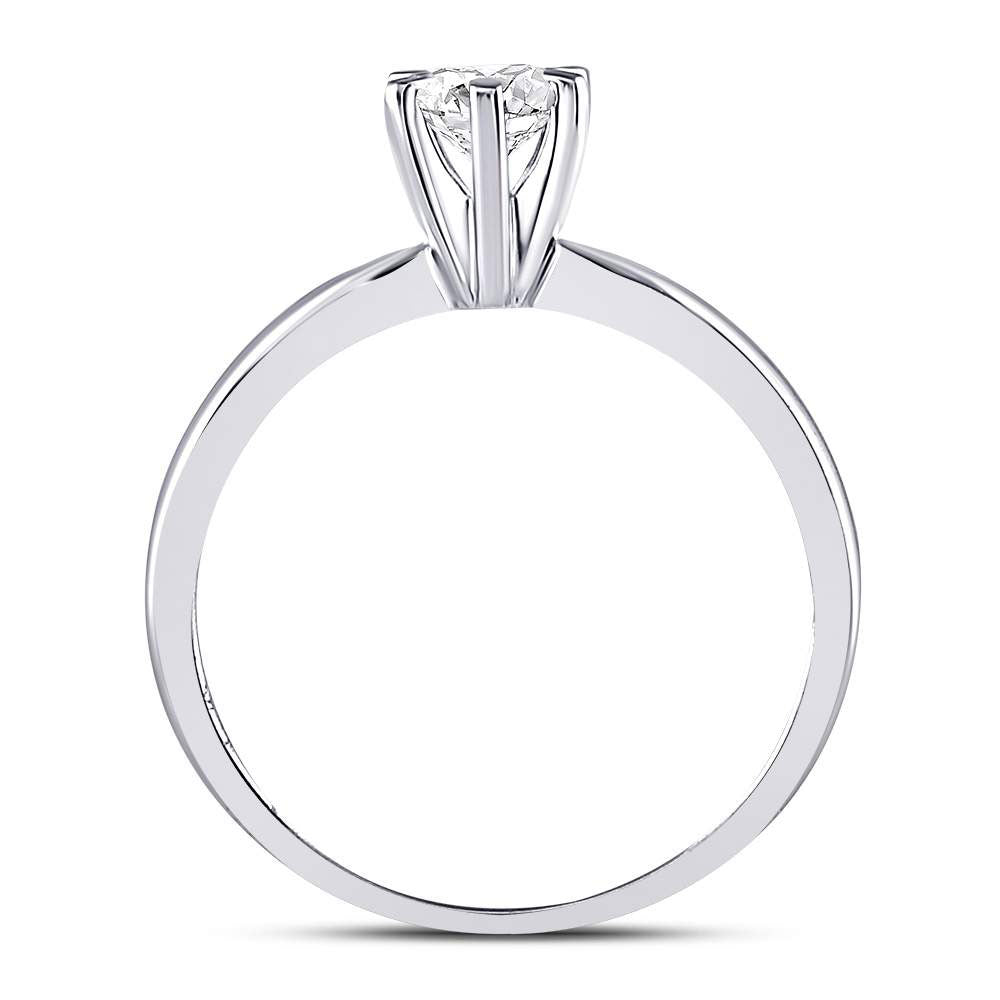 14kt White Gold Womens Round Diamond Solitaire Bridal Wedding Engagement Ring 1/2 Cttw 7 Daisy Joyeria