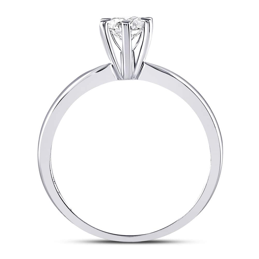 14kt White Gold Womens Round Diamond Solitaire Bridal Wedding Engagement Ring 1/2 Cttw 7 Daisy Joyeria