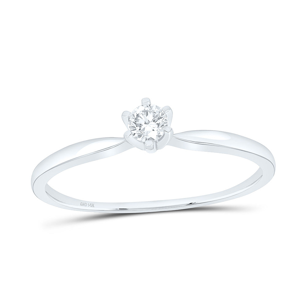 14kt White Gold Womens Round Diamond Solitaire Bridal Wedding Engagement Ring 1/6 Cttw 7 Daisy Joyeria