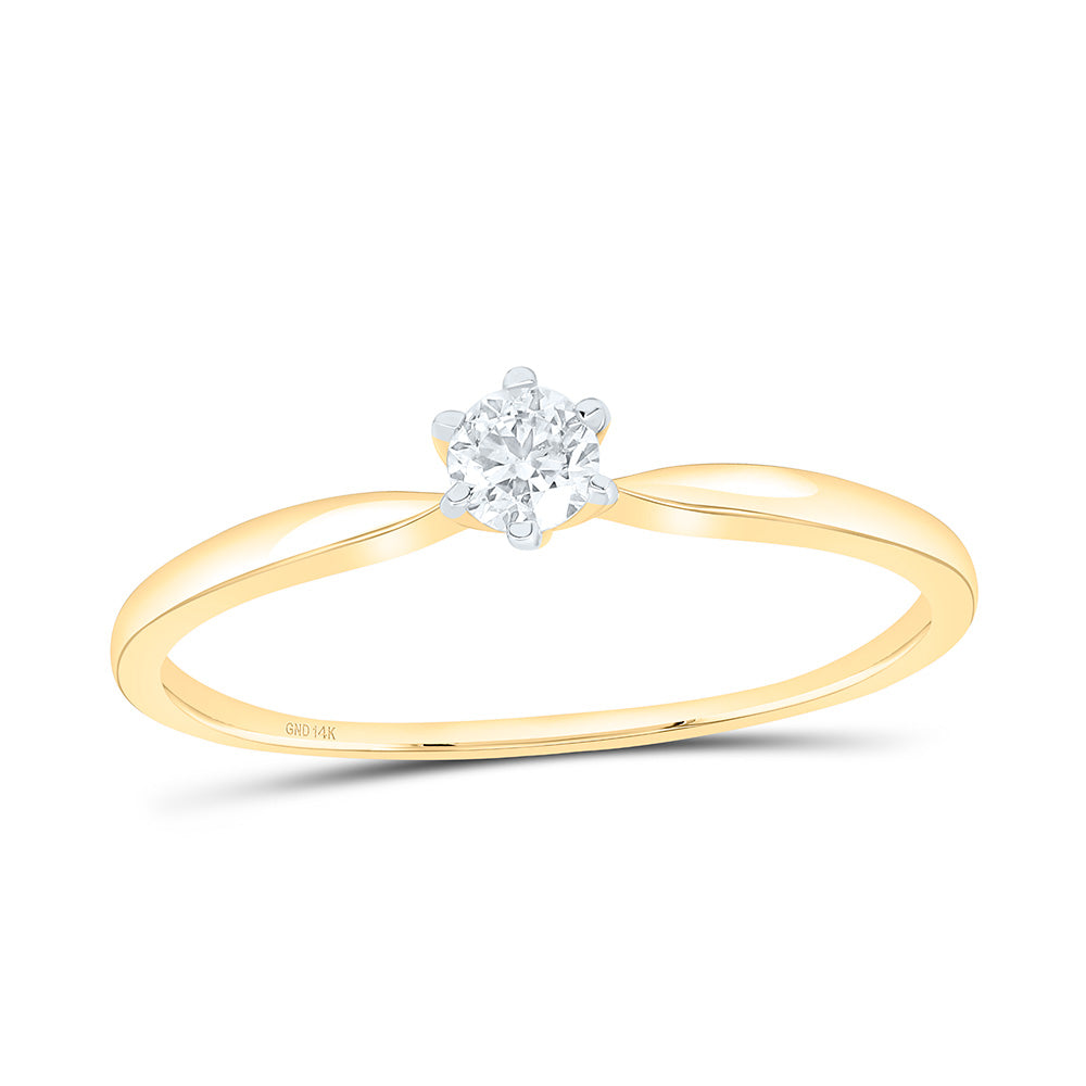 14kt Yellow Gold Womens Round Diamond Solitaire Bridal Wedding Engagement Ring 1/6 Cttw 7 Daisy Joyeria