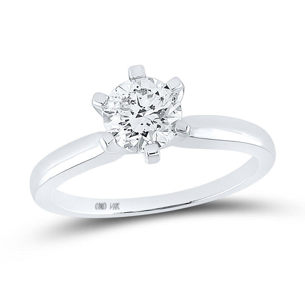 14kt White Gold Womens Round Diamond Solitaire Bridal Wedding Engagement Ring 1.00 Cttw 7 Daisy Joyeria
