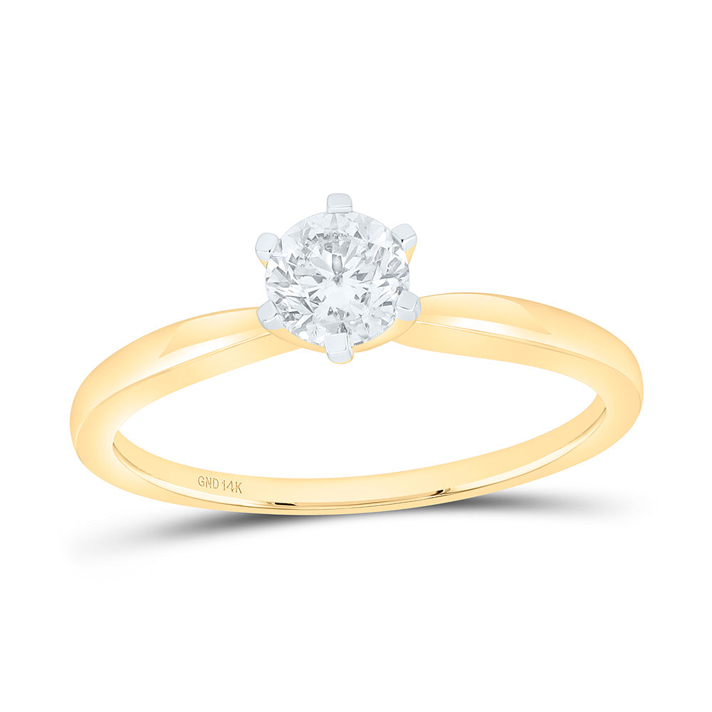 14kt Yellow Gold Womens Round Diamond Solitaire Bridal Wedding Engagement Ring 1/2 Cttw 7 Daisy Joyeria