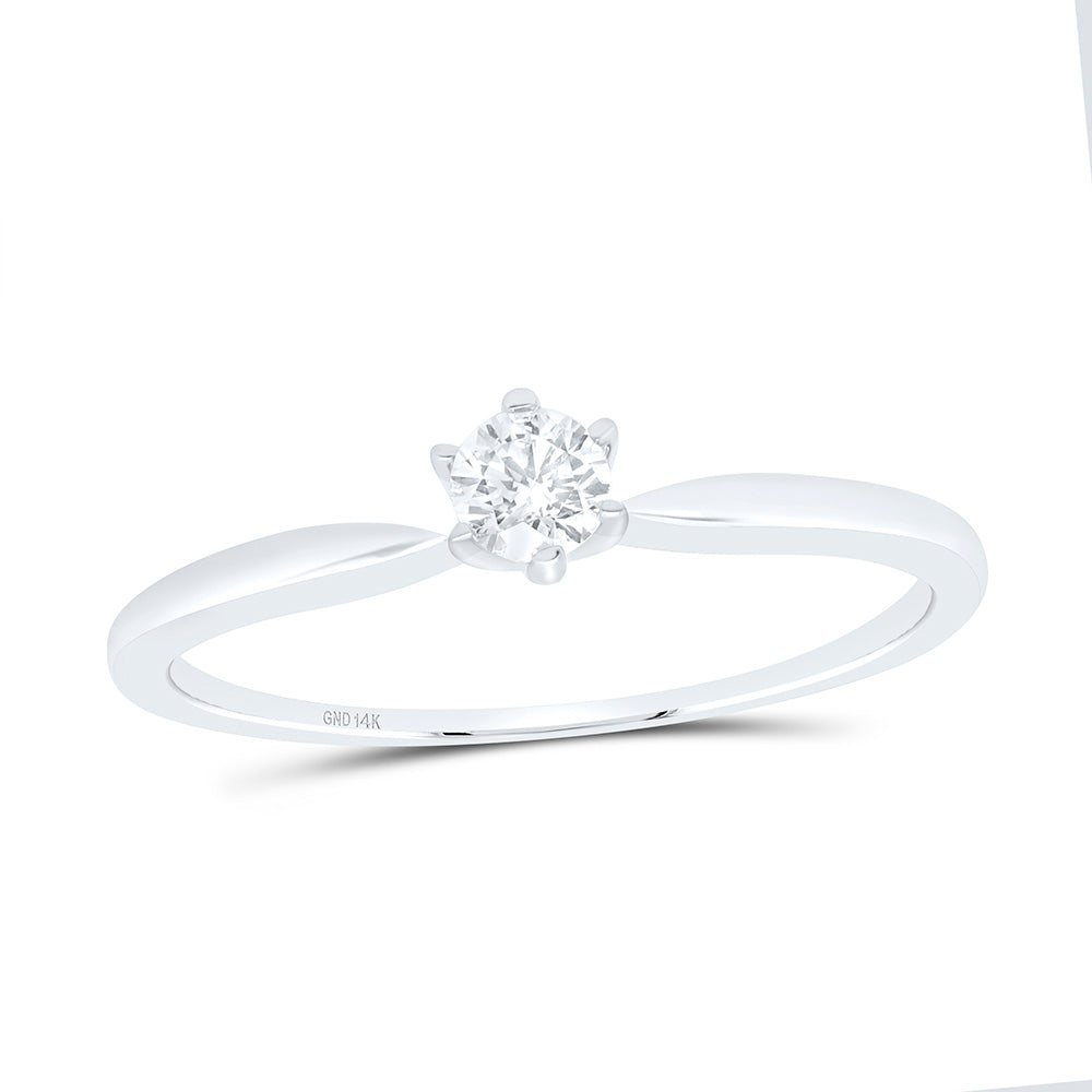 14kt White Gold Womens Round Diamond Solitaire Bridal Wedding Engagement Ring 1/6 Cttw 7 Daisy Joyeria