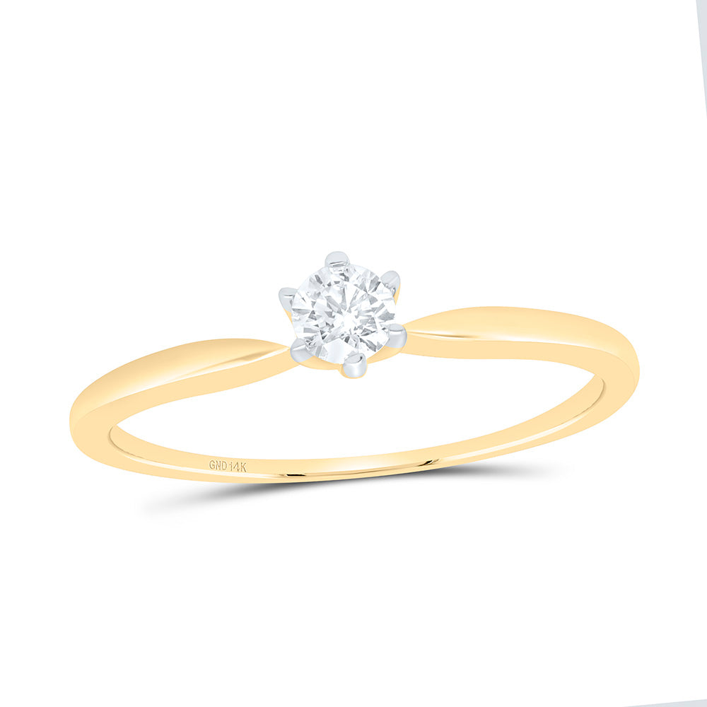 14kt Yellow Gold Womens Round Diamond Solitaire Bridal Wedding Engagement Ring 1/6 Cttw 7 Daisy Joyeria