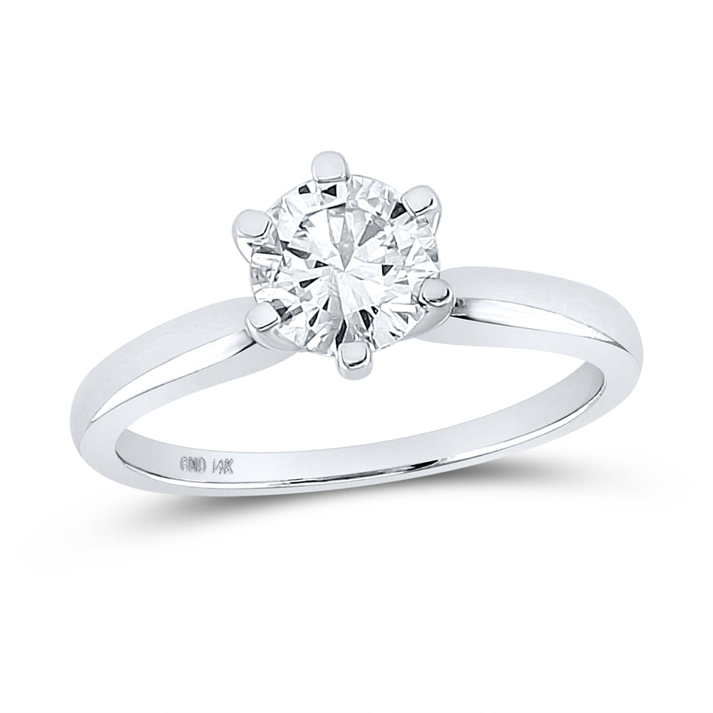 14kt White Gold Womens Round Diamond Solitaire Bridal Wedding Engagement Ring 1.00 Cttw 7 Daisy Joyeria