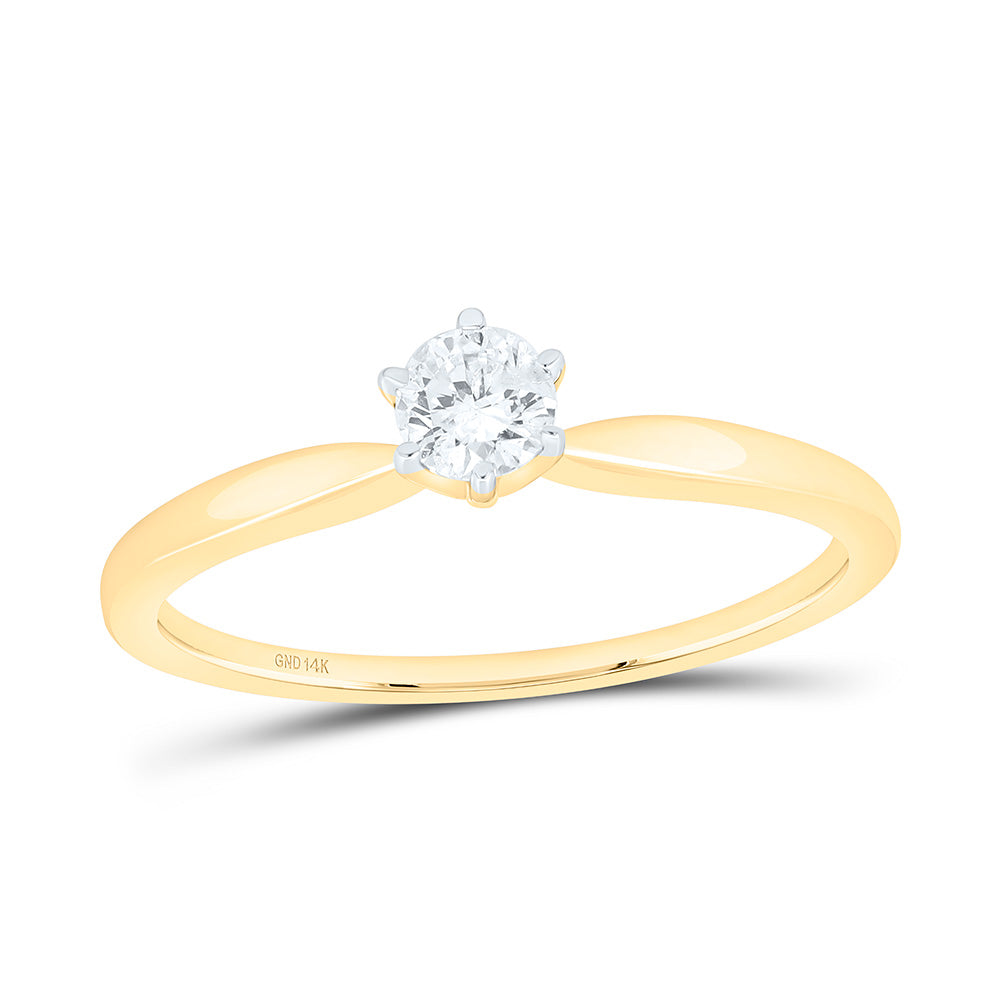 14kt Yellow Gold Womens Round Diamond Solitaire Bridal Wedding Engagement Ring 1/4 Cttw 7 Daisy Joyeria