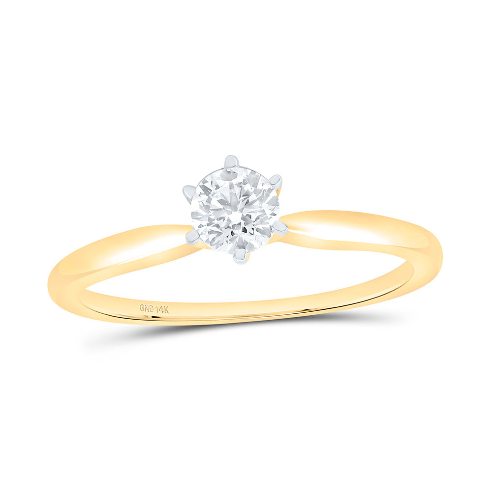 14kt Yellow Gold Womens Round Diamond Solitaire Bridal Wedding Engagement Ring 3/8 Cttw 7 Daisy Joyeria